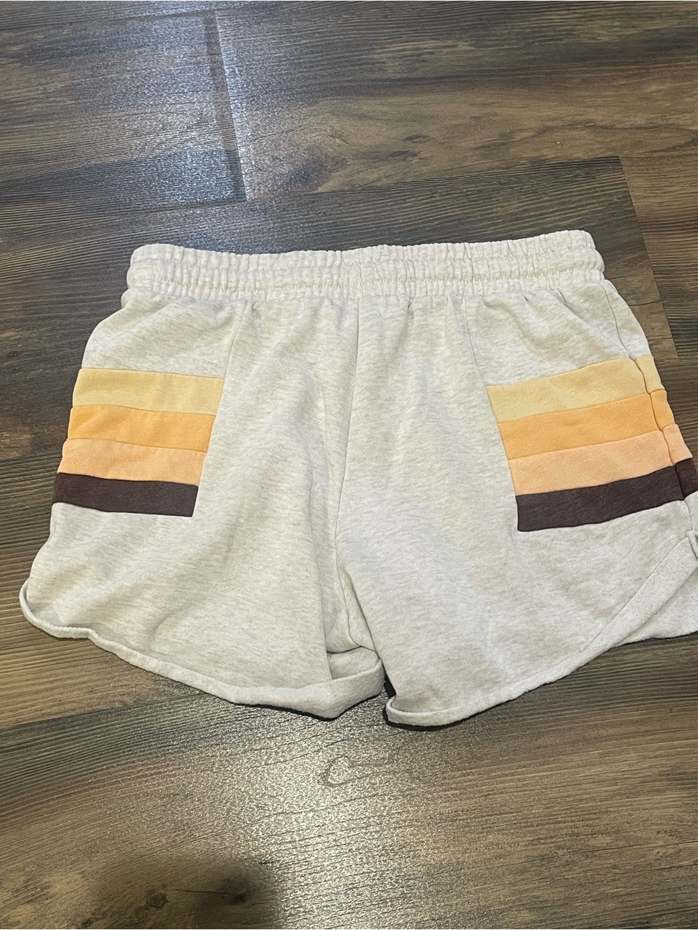 Rip Curl Retro Stripe Lounge Shorts Women’s Size Small Cream Cozy Sweat Shorts - Picture 4 of 4